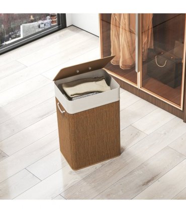 HOMCOM Laundry Hamper with Removable Washable Liner Bag, Brown
