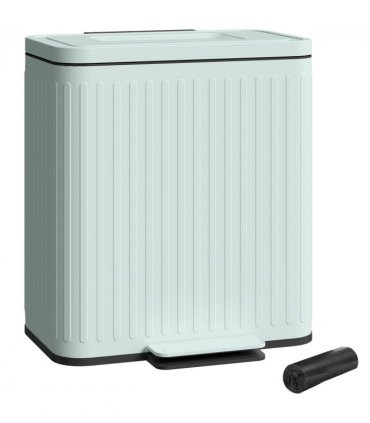 HOMCOM 2 x 20L Double Rubbish Bin, Pedal Bin with Soft-Close Lid, Green