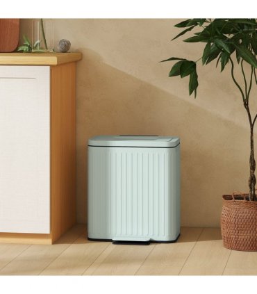 HOMCOM 2 x 20L Double Rubbish Bin, Pedal Bin with Soft-Close Lid, Green