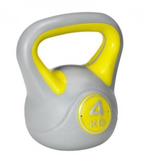 SPORTNOW 4kg Kettle Bell with Handle for Home Gym, Yellow and Grey
