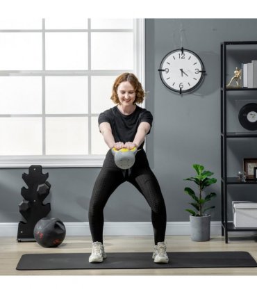 SPORTNOW 4kg Kettle Bell with Handle for Home Gym, Yellow and Grey