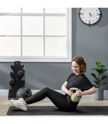 SPORTNOW 4kg Kettle Bell with Handle for Home Gym, Yellow and Grey