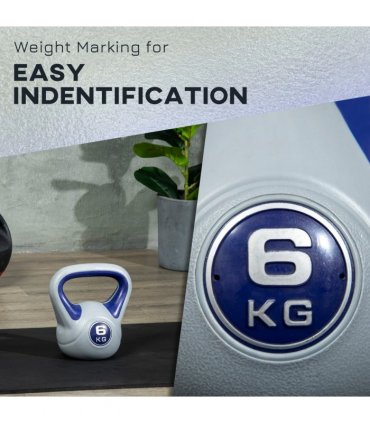 SPORTNOW 6kg Kettle Bell with Handle for Home Gym, Purple and Grey