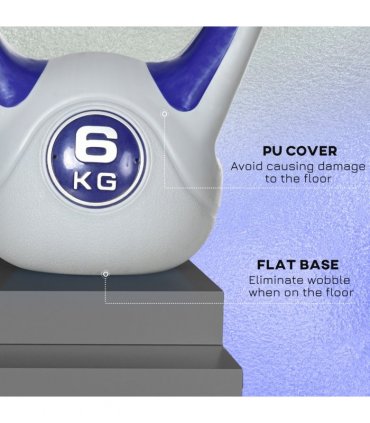 SPORTNOW 6kg Kettle Bell with Handle for Home Gym, Purple and Grey