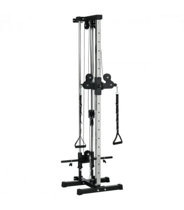 SPORTNOW Wall Mount Cable Station with 15 Positions Adjustable Dual Pulleys