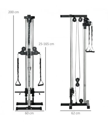 SPORTNOW Wall Mount Cable Station with 15 Positions Adjustable Dual Pulleys