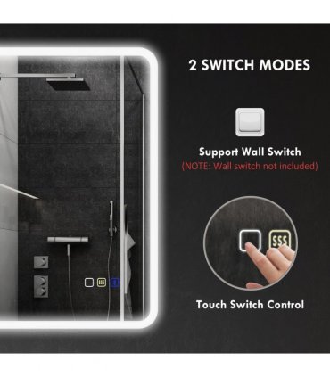 HOMCOM 500 x 700 mm Bluetooth Bathroom Mirror with LED Lights Wall Mounted