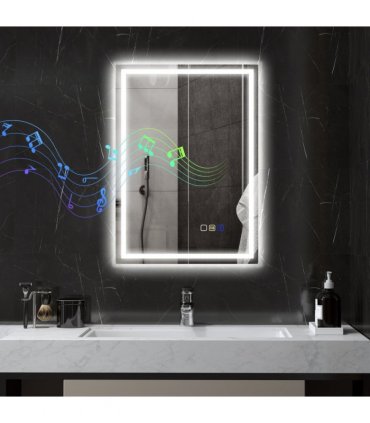 HOMCOM 500 x 700 mm Bathroom Mirror with Bluetooth Lights Demister Pad