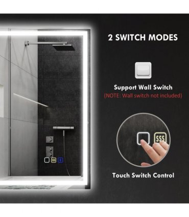 HOMCOM 500 x 700 mm Bathroom Mirror with Bluetooth Lights Demister Pad