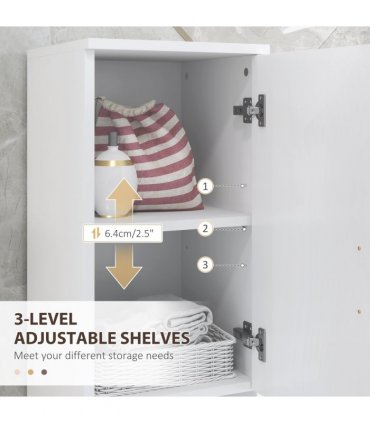 kleankin Tall Bathroom Storage Cabinet, Slim Bathroom Cabinet with Soft Close