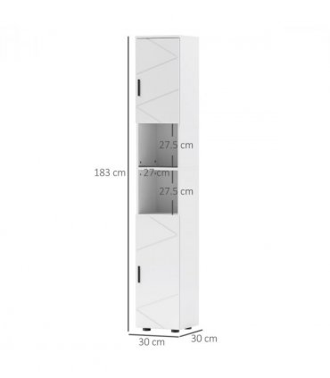 kleankin Tall Bathroom Storage Cabinet, Slim Bathroom Cabinet with Soft Close