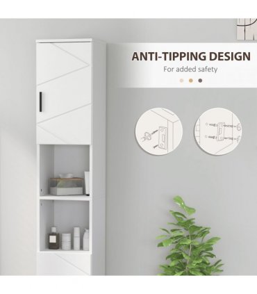kleankin Tall Bathroom Storage Cabinet, Slim Bathroom Cabinet with Soft Close
