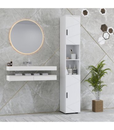 kleankin Tall Bathroom Storage Cabinet, Slim Bathroom Cabinet with Soft Close
