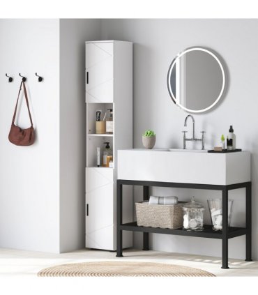 kleankin Tall Bathroom Storage Cabinet, Slim Bathroom Cabinet with Soft Close