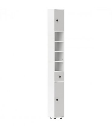 kleankin Slim Bathroom Cabinet, Toilet Roll Storage w/ Shelves, Light Grey
