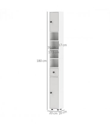 kleankin Slim Bathroom Cabinet, Toilet Roll Storage w/ Shelves, Light Grey