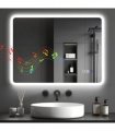 HOMCOM 600 x 800 mm Bluetooth Bathroom Mirror with LED Lights Wall Mounted