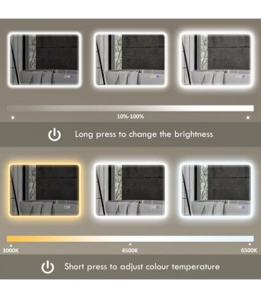 HOMCOM 600 x 800 mm Bluetooth Bathroom Mirror with LED Lights Wall Mounted