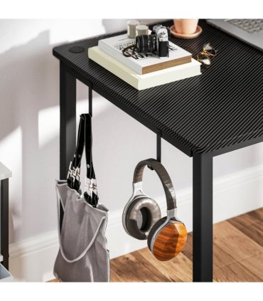 HOMCOM L-Shaped Corner Desk Computer with Fabric Bag and Hooks, Black