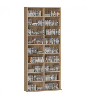 HOMCOM 640 CD Storage Unit 360 DVD Storage Tower w/ 18 Compartments Natural