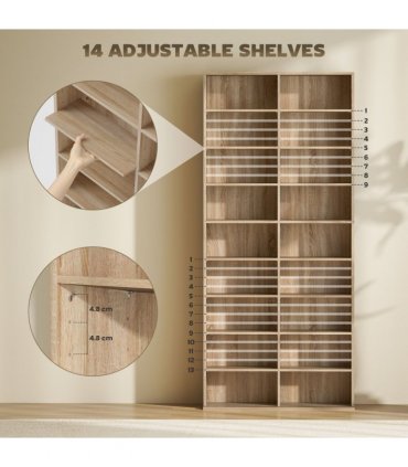 HOMCOM 640 CD Storage Unit 360 DVD Storage Tower w/ 18 Compartments Natural