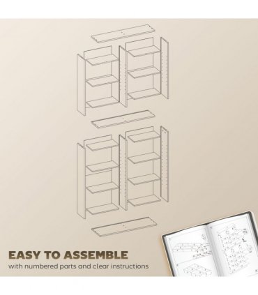 HOMCOM 640 CD Storage Unit 360 DVD Storage Tower w/ 18 Compartments Natural