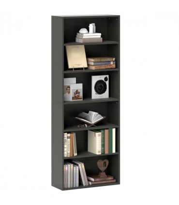 HOMCOM 6 Tier Bookshelf, Freestanding Bookcase with Adjustable Shelves, Black