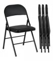 HOMCOM 4 Pack Padded Folding Chairs with Cushioned Seat and Metal Frame Black