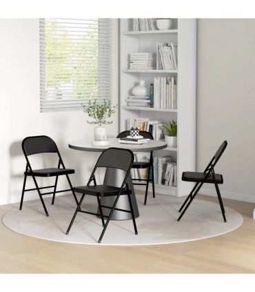 HOMCOM 4 Pack Padded Folding Chairs with Cushioned Seat and Metal Frame Black