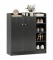 HOMCOM Shoe Storage Cabinet Footwear Rack Stand w/Adjustable Shelves Black