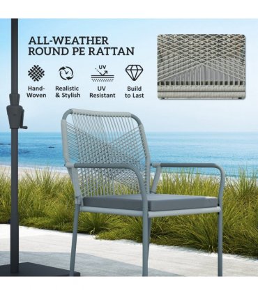 Outsunny 5 Piece PE Rattan Garden Dining Set with Cushions, Light Grey
