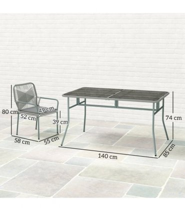 Outsunny 5 Piece PE Rattan Garden Dining Set with Cushions, Light Grey