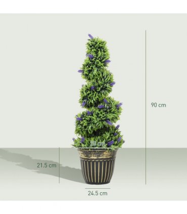 HOMCOM Set of 2 Decorative Artificial Plants with Lavender and Pot, 90cm