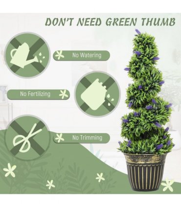 HOMCOM Set of 2 Decorative Artificial Plants with Lavender and Pot, 90cm