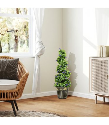 HOMCOM Set of 2 Decorative Artificial Plants with Lavender and Pot, 90cm