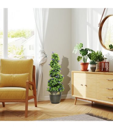 HOMCOM Set of 2 Decorative Artificial Plants with Lavender and Pot, 90cm