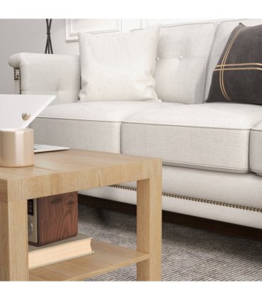 HOMCOM Coffee Table with Storage Shelf, Rectangular Centre Table, Natural