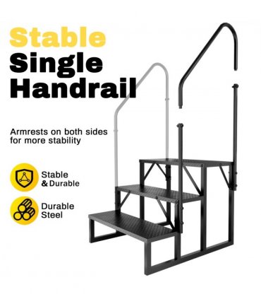 RV Step Stool, 3 Step Ladder, Hot Tub Steps with Handrail, Portable Pool Ladder, 660Lbs Heavy Duty Ladder Shelf Outdoor Mobile Home Stairs for Camper/Porch/SPA Pool/Pet Stairs