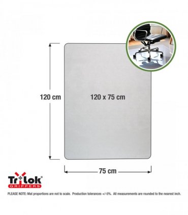 Cleartex TrYlok Rectangular PVC Chair  Mat for Low Pile Carpets 6mm-75x120cm