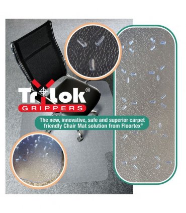 Cleartex TrYlok Rectangular Lipped PVC Chair  Mat for Low Pile Carpets up to 6mm - 120 x 90cm
