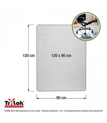 Cleartex® TrYlok® Rectangular PVC Chair  Mat for Low Pile Carpets up to 6mm - 90 x 120cm
