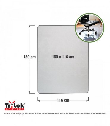 Cleartex® TrYlok® Rectangular PVC Chair  Mat for Low Pile Carpets up to 6mm - 150 x 116 cm