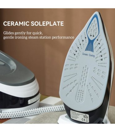 HOMCOM Steam Generator Iron, Large Water Tank, Smart ECO Mode, Self-Cleaning