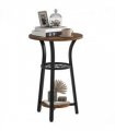 HOMCOM 3-Tier Small End Table Industrial 38 cm Round Side Table Rustic Brown