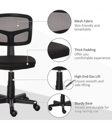 Vinsetto Small Office Chair without Arms, Ergonomic Swivel Mesh Desk Chair