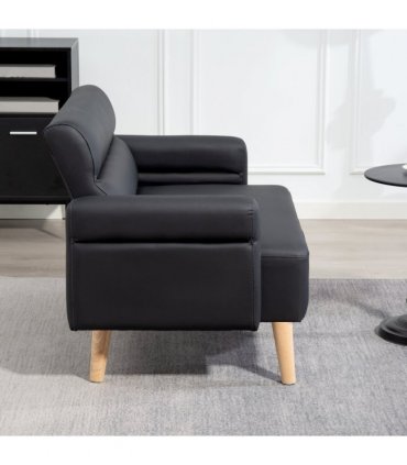 HOMCOM 2 Seater Sofa Settee, Modern Faux Leather Couch with Wood Legs