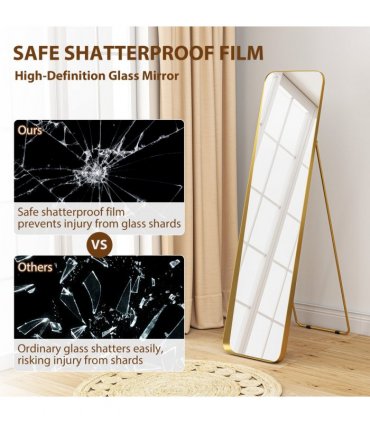 HOMCOM Rectangular Full Length Mirror for Bedroom, 40 x 160 cm, Gold Tone