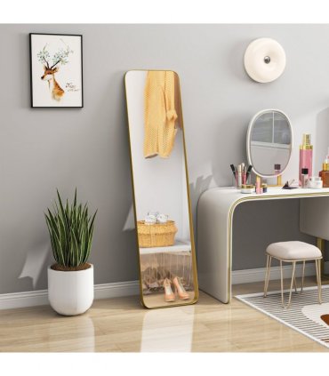 HOMCOM Rectangular Full Length Mirror for Bedroom, 40 x 160 cm, Gold Tone