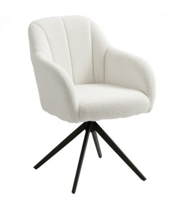 HOMCOM 360 Degree Swivel Accent Chair, Teddy Fleece Fabric Armchair, White