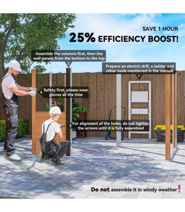 Outsunny 9.1x6.4ft Garden Shed, Tool Storage Sliding Door Wood Effect